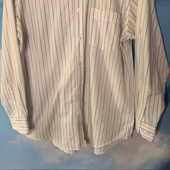 Essential Needs-White Button Up Striped Shirt 15.5 - Picture 3 of 9